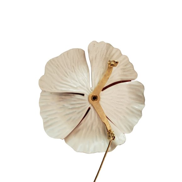 Vintage Red & White Enamel Poppy Pin Flower Brooch Remembrance Retro 60s - Picture 5 of 5